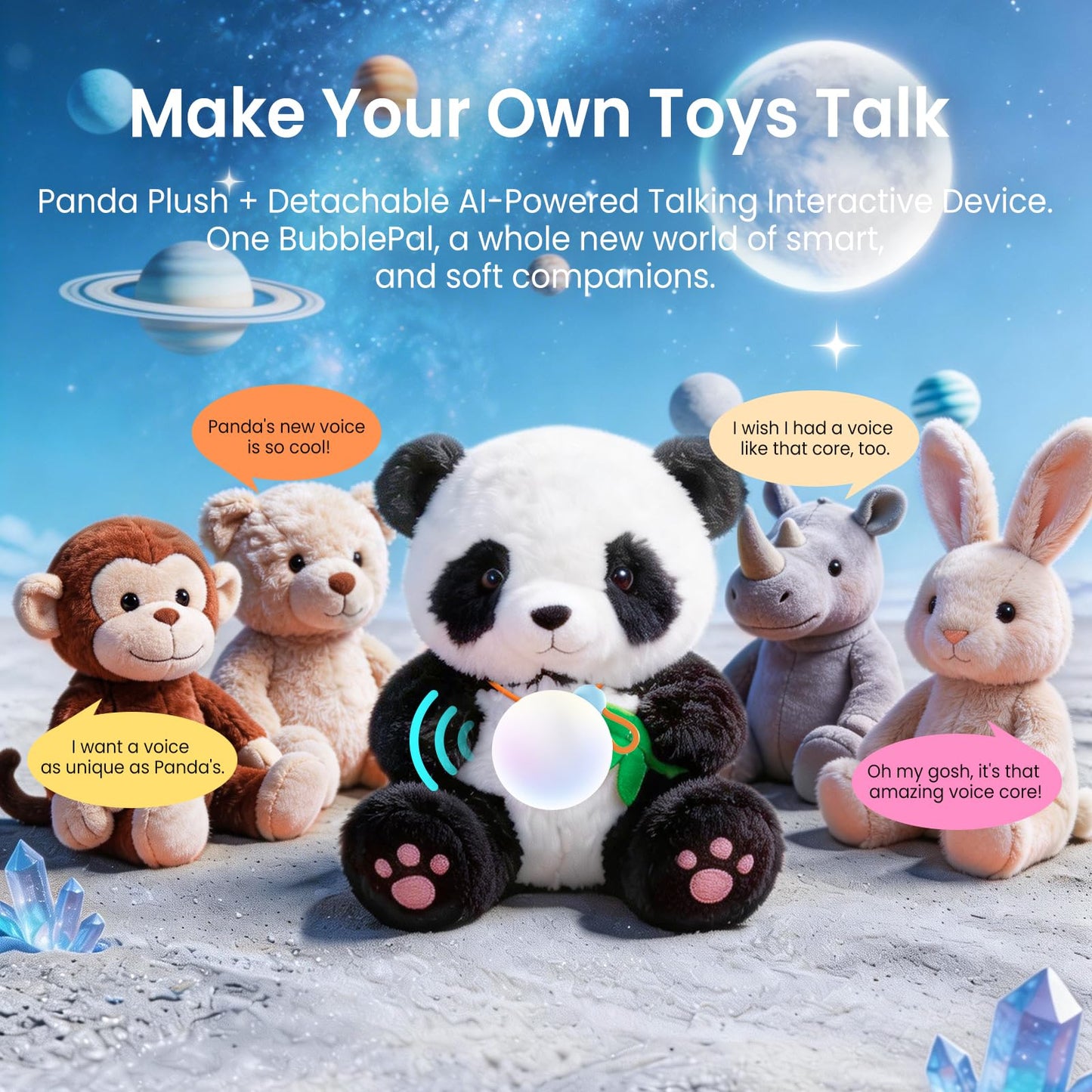 Smart AI Plush Toy Panda, Interactive Stuffed Animal for 3+ Kids, Screen-Free Educational Emo Robot with Advanced AI, APP with 16 Characters, Unique Gifts for Girls & Boys.Bedtime Companion