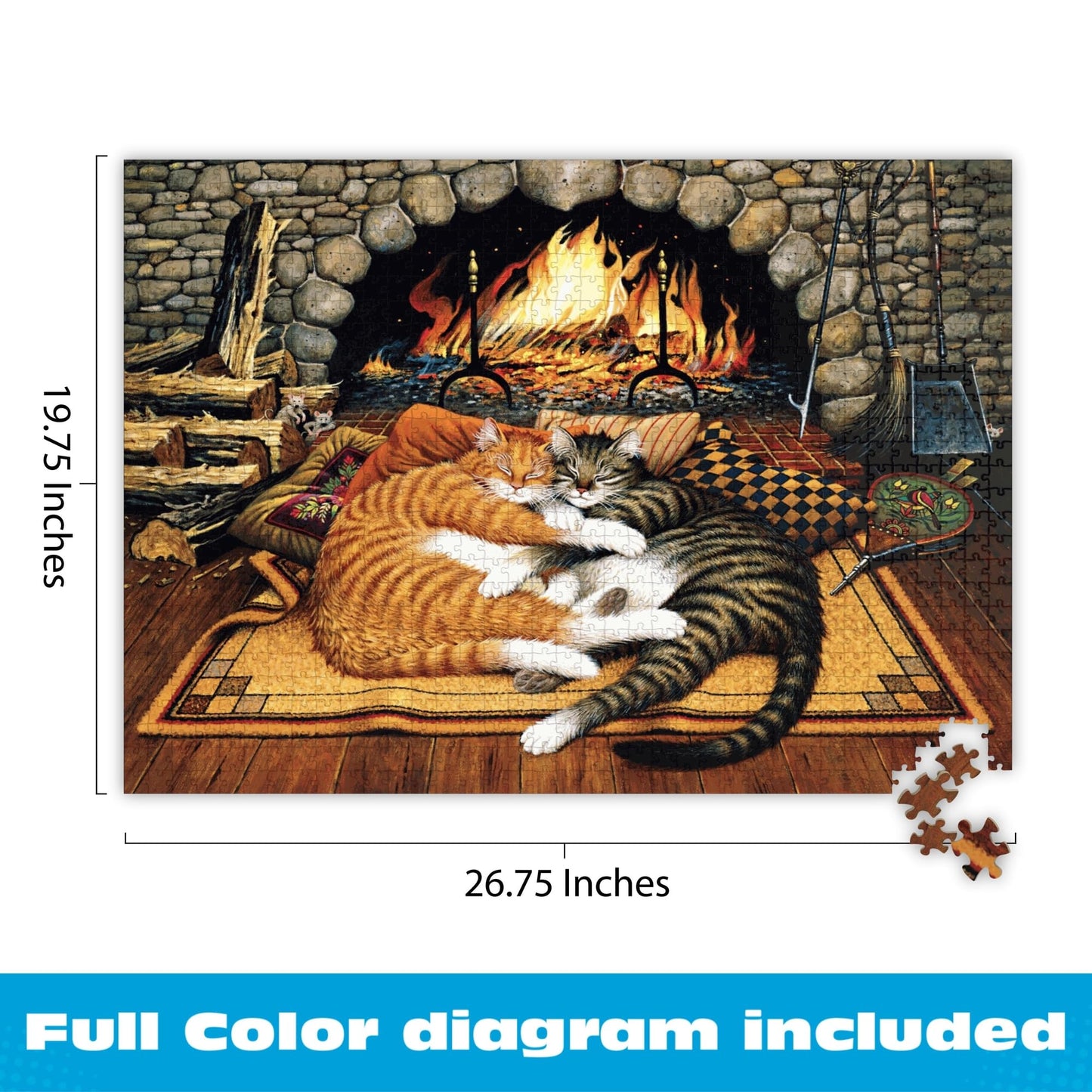 Buffalo Games Charles Wysocki - All Burned Out - 1000 Piece Jigsaw Puzzle, 26.75 x 19.75 in - 1000 Piece Puzzle for Adults - Relaxing Fireplace Scene - Bonus Poster