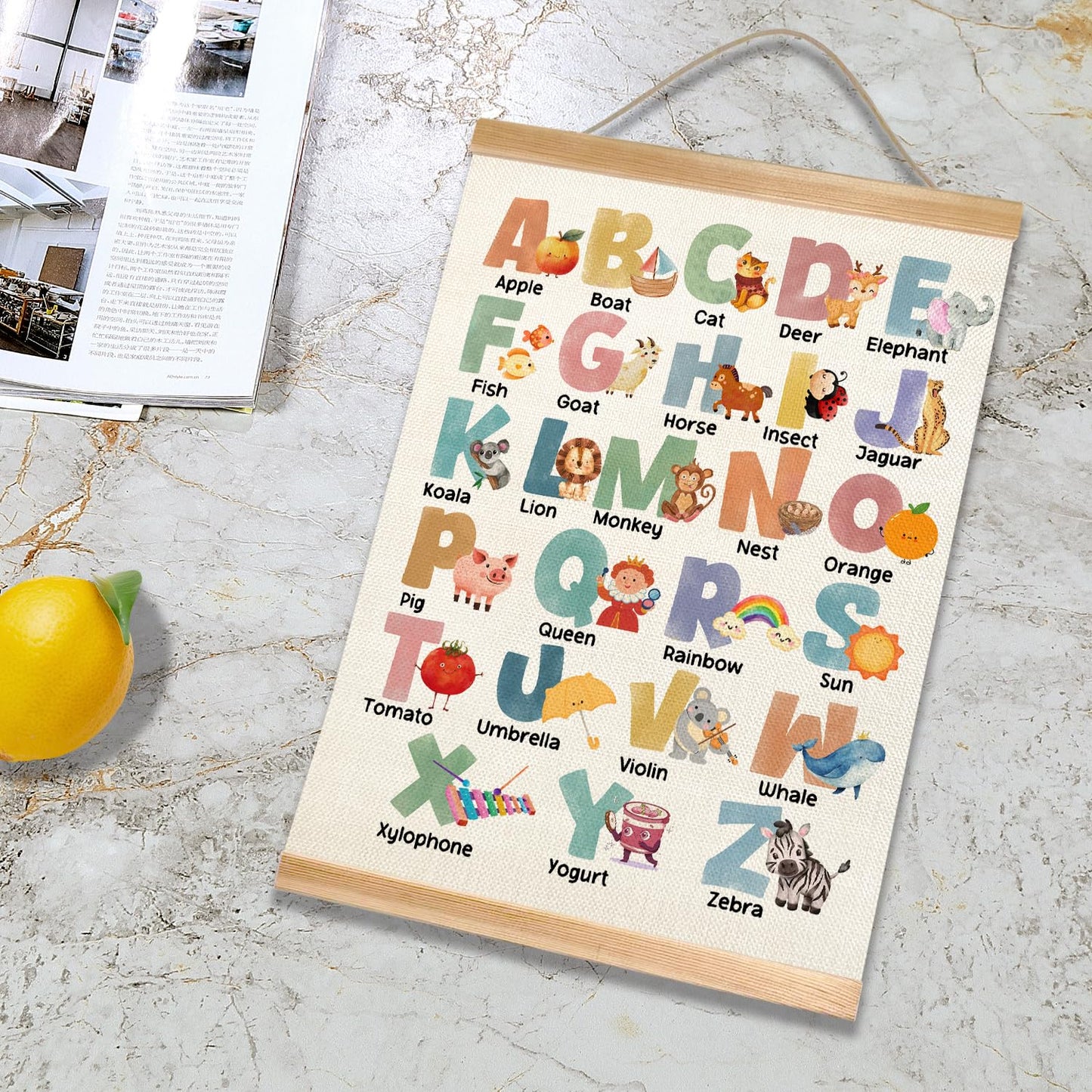 JIANGDAYO Educational Wall Art Decor for Daycare Set of 2,ABC Alphabet and 1-10 Number Chart Canvas Print Poster for Preschool, Toddler Learning Poster for Nursery Classroom Playroom 14x18.5inch