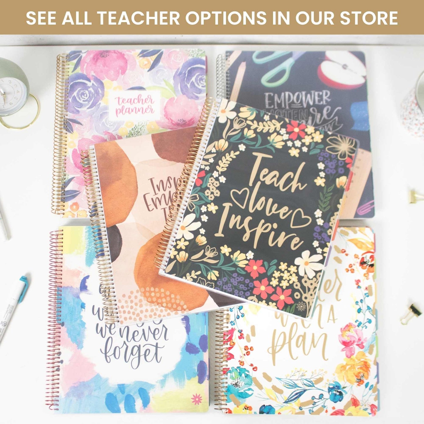 bloom daily planners Undated Academic Year Teacher Planner & Calendar - 7 Period Lesson Plan Organizer Book with Frosted Cover (9" x 11") (Interchangeable Cover) - Bold & Bright