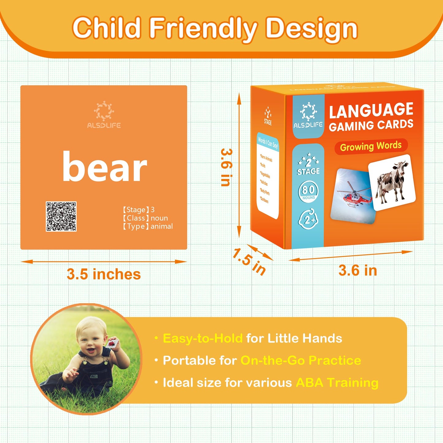 ALSOLIFE 80 Nouns Flash Cards for Toddlers 2-3, Key Vocabulary Flashcards, Sturdy & Durable Realistic Picture Cards for Speech Therapy, Autism Flash Cards for ABA Therapy and Special Education