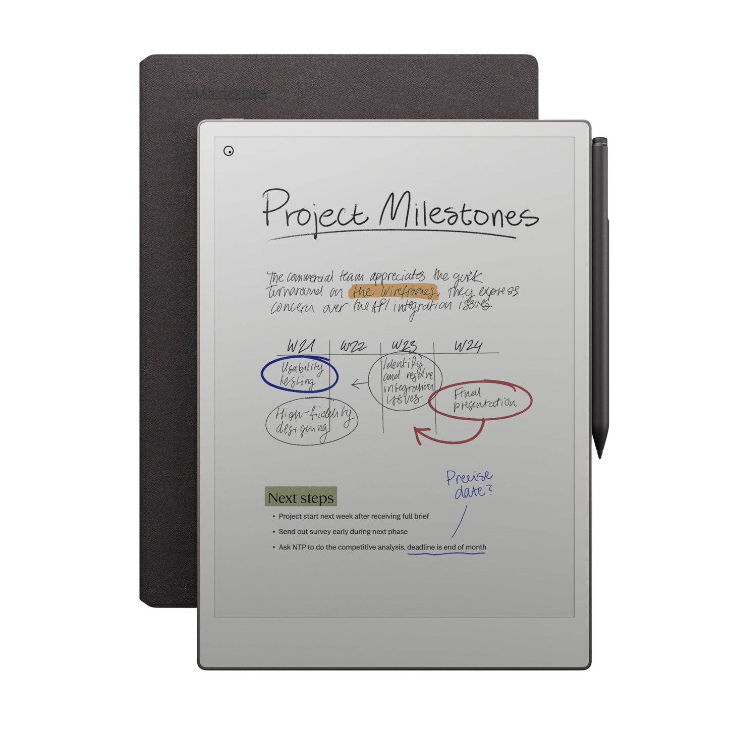 reMarkable Paper Pro Bundle – Mosaic Weave | Includes 11.8” reMarkable Paper Tablet, Marker Plus Pen with Eraser, and a Book Folio Cover in Mosaic Weave – Basalt