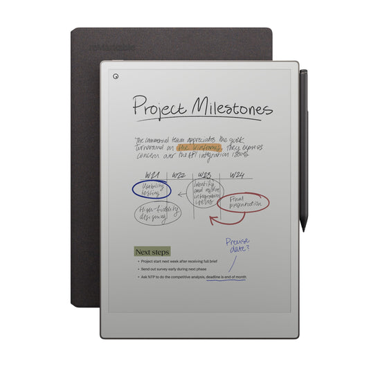 reMarkable Paper Pro Bundle – Mosaic Weave | Includes 11.8” reMarkable Paper Tablet, Marker Plus Pen with Eraser, and a Book Folio Cover in Mosaic Weave – Basalt