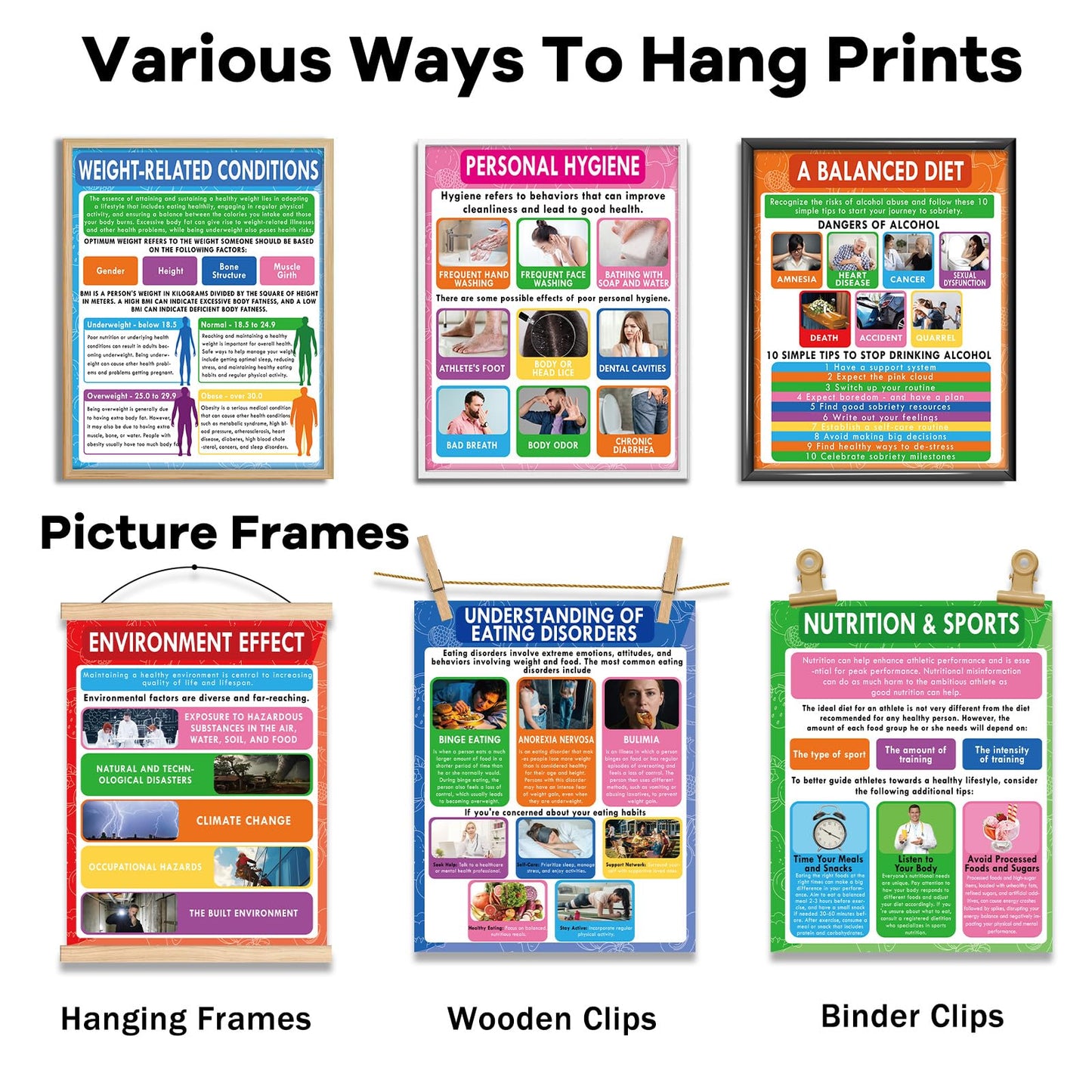 13Pcs Health Lifestyles Posters for Classroom Health and Physical Educational Learning Materials Fitness Food Chart Nutrition Sports Wall Art for Back to School Student Teacher Home Kitchen Wall Decor