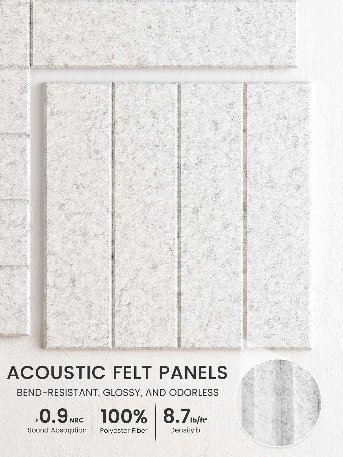 Bumusty Large Cork Board Alternative-48 x 36" Felt Bulletin Board Tiles, with 30 Pushpins, 70 Adhesive Tabs, Bold-Stripe 12-Pack, Cork Boards for Office Push Pin Board Felt Board-Light Gray