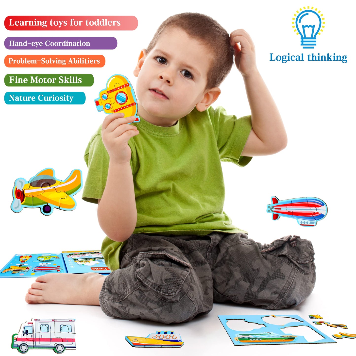 Magnetic Puzzles for Kids Ages 1-3, Travel Toddler Puzzles Ages 2-4 Year, Space Car Activities Toy for Boys & Girls 3-5 yo - Learning Magnet Gift for Road Trip