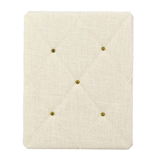 White Burlap Covered with Criss-Cross Twine Bulletin Picture & Memo Board, 19.75 x 15.75