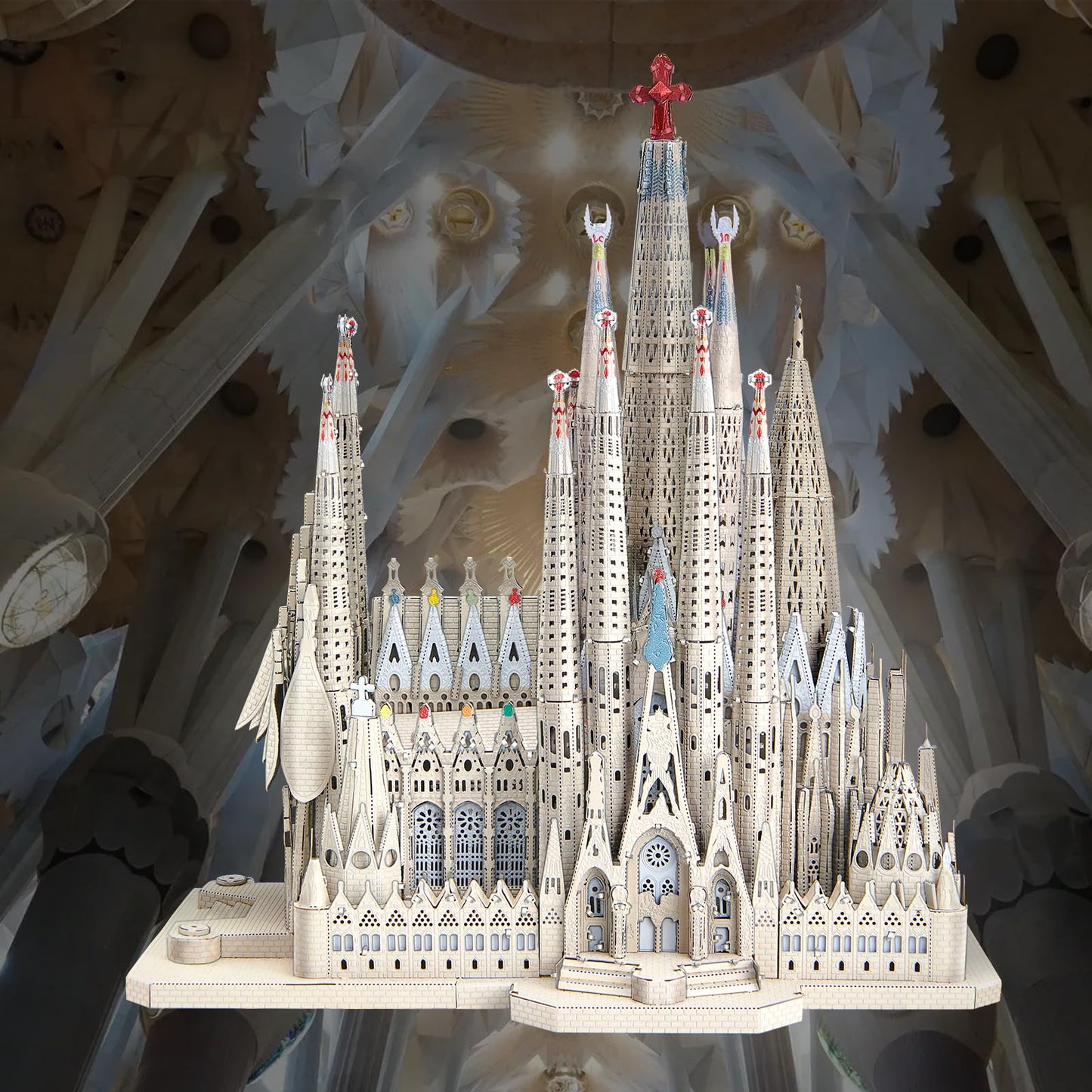 Piececool 3D Metal Puzzles for Adults and Teens, La Sagrada Família Metal Model Kit, Hobby DIY Crafts for Adult Challenge Spanish Cathedral Brain Teaser Architecture Building Kit, 450 Pcs