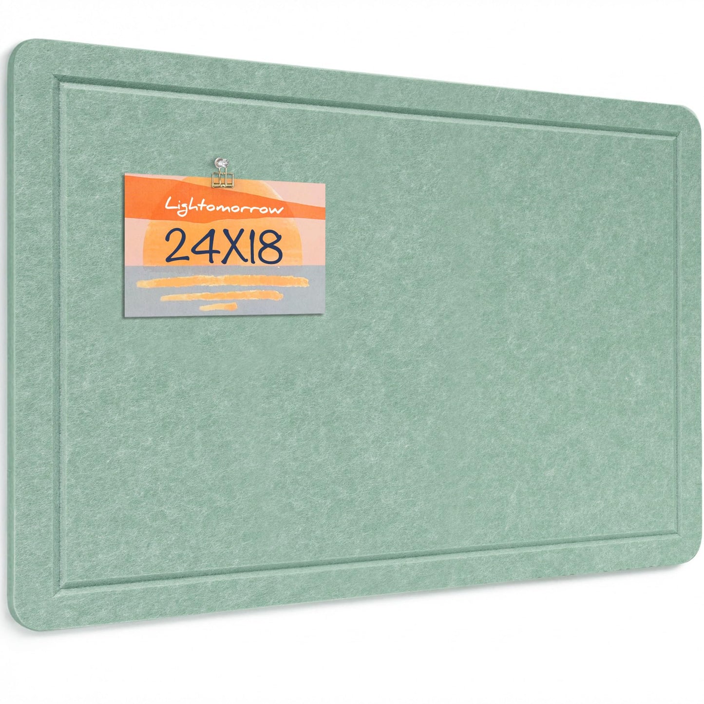 Lightomorrow Bulletin Board, 24 x 18 Inches Cork Board Alternative Decorative Felt Pin Board with Safe Removable Adhesives & 24 Push Pins for Home Office Classroom Walls-Jargon Jade