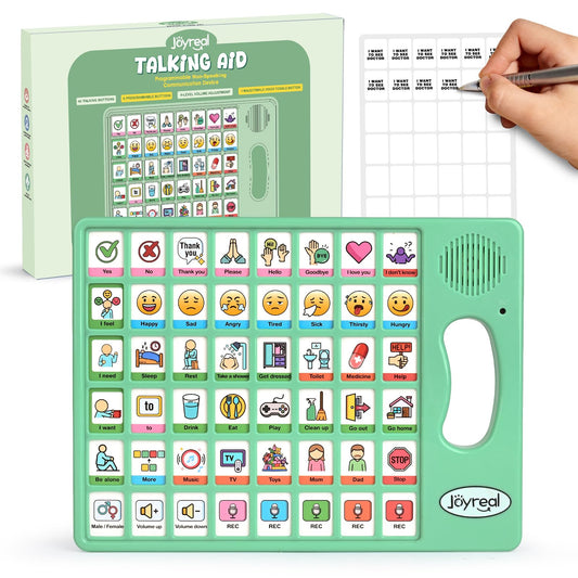 Joyreal AAC Device for Autism, Non Verbal Communication Tools for Speech Therapy & Stroke Rehab. Autism Communication Board with 5 Programmable Buttons & Adjustable Volume, Autistic Kids Must Haves