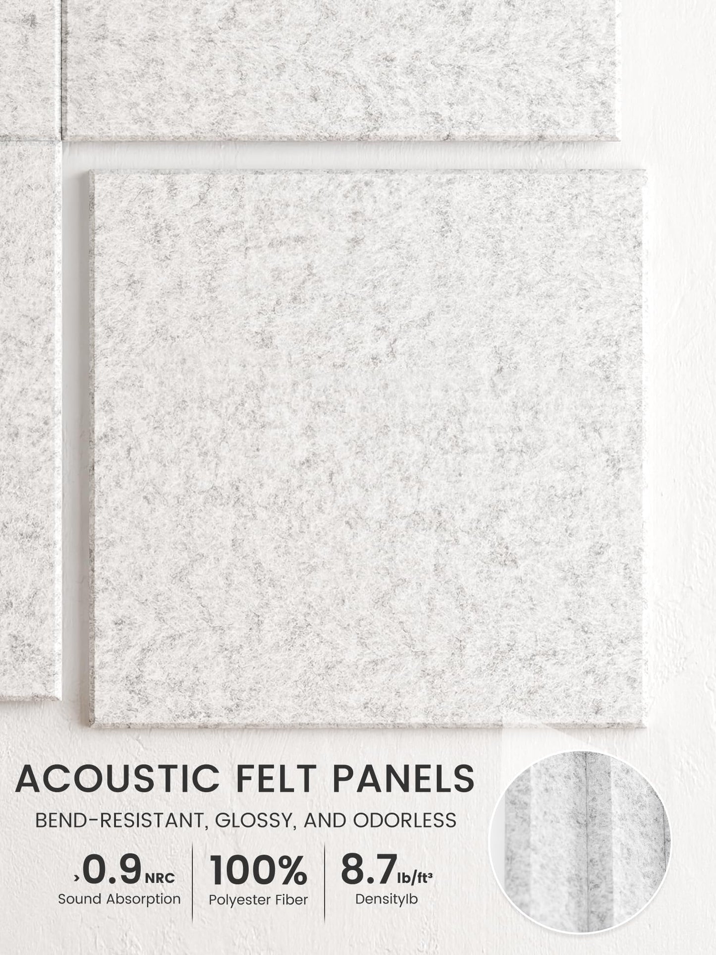 Bumusty Large Cork Board 48" x 36" Alternative - 12 Pack Felt Wall Tiles with 70 Safe Removable Adhesive Tabs, 30 Pushpins, Cork Boards for Walls Pin Board Bulletin Board Office Decor (Light Gray)