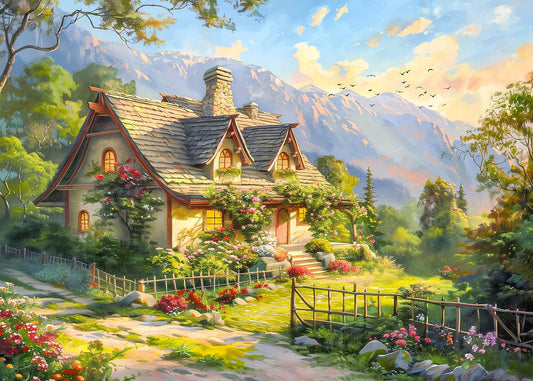 MBOQIU 1000 Piece Puzzle for Adults - Spring Cottage Puzzles for Adults 1000 Pieces, Letters on Back, Spring Scene Jigsaw Puzzle, Challenging Puzzles for Teens Seniors - 27.6 x 19.7 inches