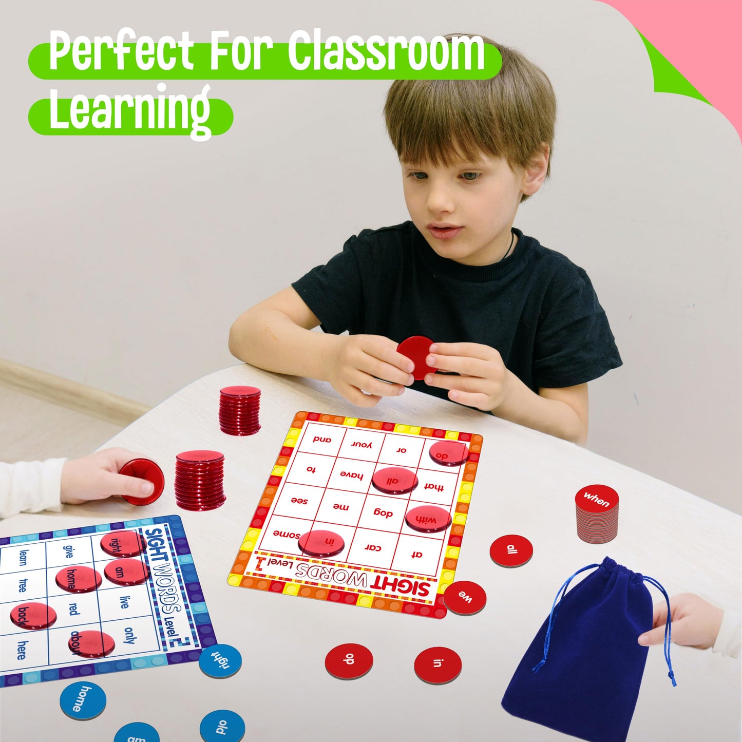 SpriteGru Sight Word Bingo Game, 160 Sight Words Learn to Read Level 1 & Level 2 Bingo Board Game Dolch's & Fry's Words Lists for Kindergarten and Preschool Kids 4-8, Perfect for Classroom & At Home