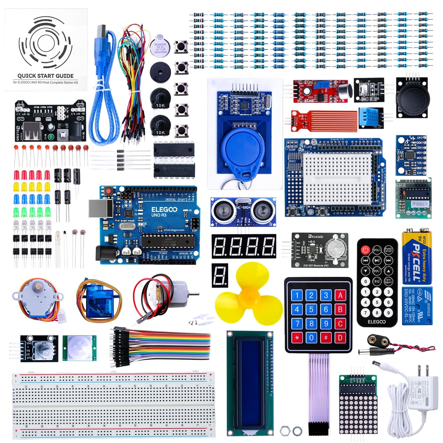 ELEGOO Upgraded UNO R3 Most Complete Starter Kit V2.0 with Tutorials Compatible with Arduino STEM Projects for Teens Adults Robotics & Engineering Kits Science | Coding | Programming Set