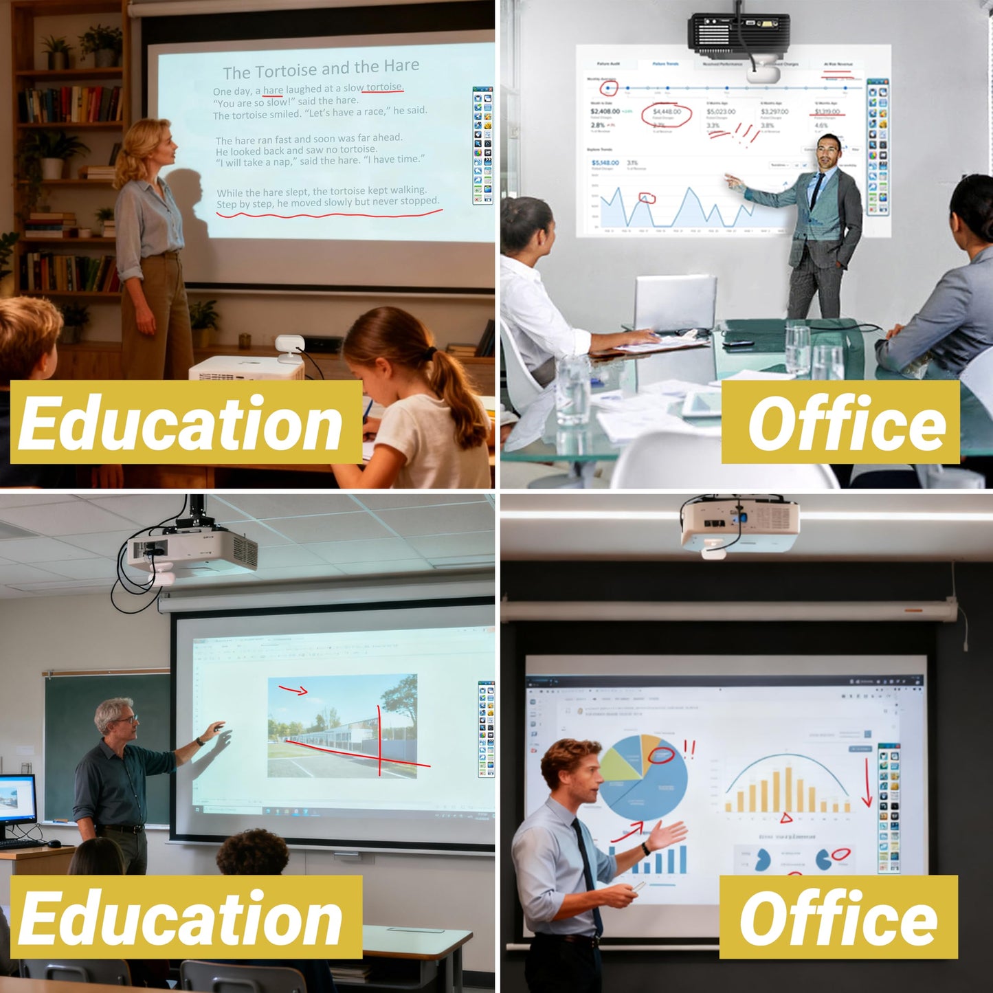 Interactive Whiteboard System -Smart Whiteboard with Electronic Pen, Compatible with Long Focus Projection, for Home Office Classroom and Presentation, Only for Windows
