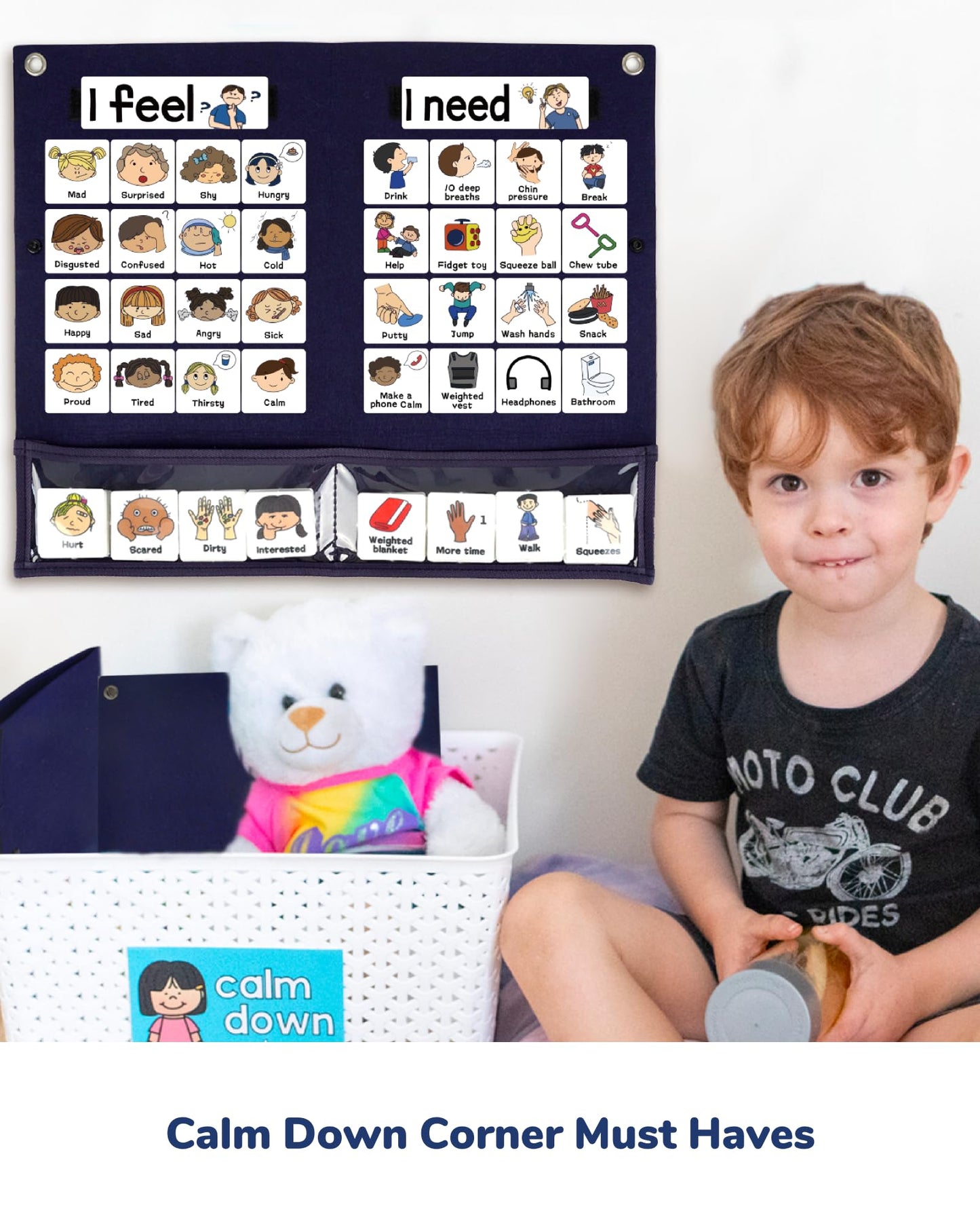 CHEFAN Feelings Chart, Calm Down Corner Supplies, Daycare Essentials, Social Emotional Learning Activities, Autism Learning Materials, ADHD Tools for Classroom Daycare & Home