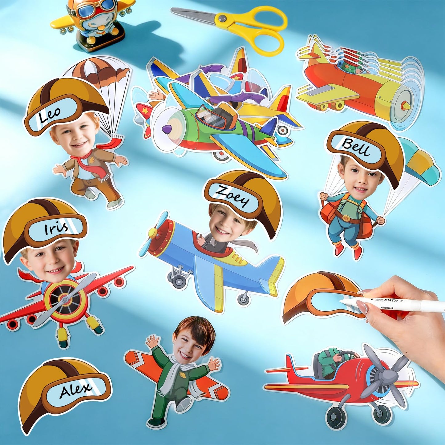 60pcs Pilot Airplane Cutouts Aircraft Bulletin Board Decorations Adventure Travel Theme Paper Cut-Outs Classroom Decorations for Classroom DlY Craft Photo Kindergarten Preschool Wall Door Supplies
