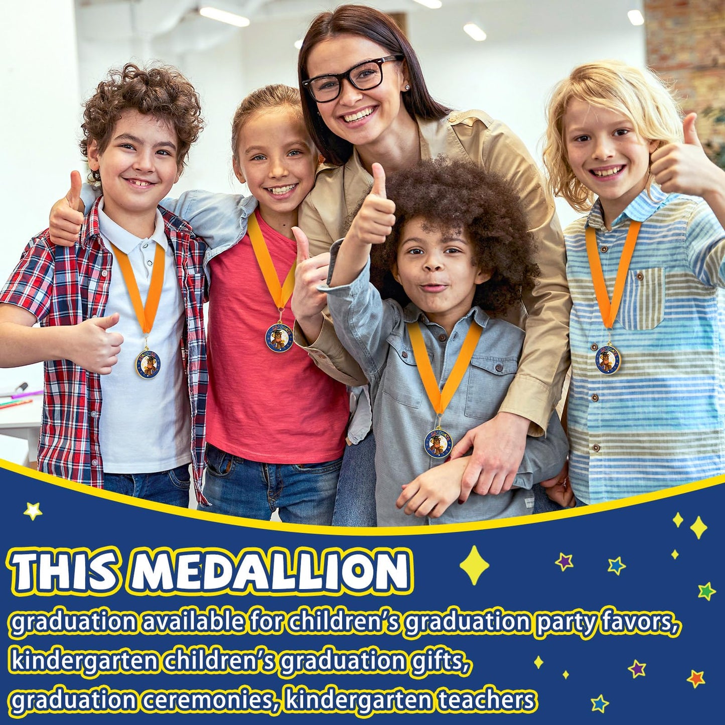 Misdary 12 Pcs Kindergarten Preschool Graduation Medal for Kids Bulk Graduating Award Medals with Neck Ribbon Graduation Gifts for Pre-k School Student Party Favor Supplies(Bear)