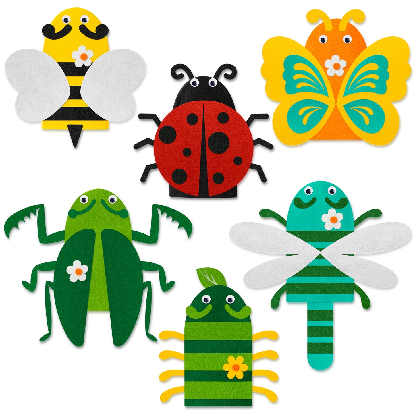 WATINC 6Pcs Hand Puppet Making Kit, Art Craft Felt Sock Puppet Toys, Creative DIY Make Your Own Pompoms Wiggle Googly Eyes Storytelling Role Play Party Supplies Gift for Girls Boys (Insect)