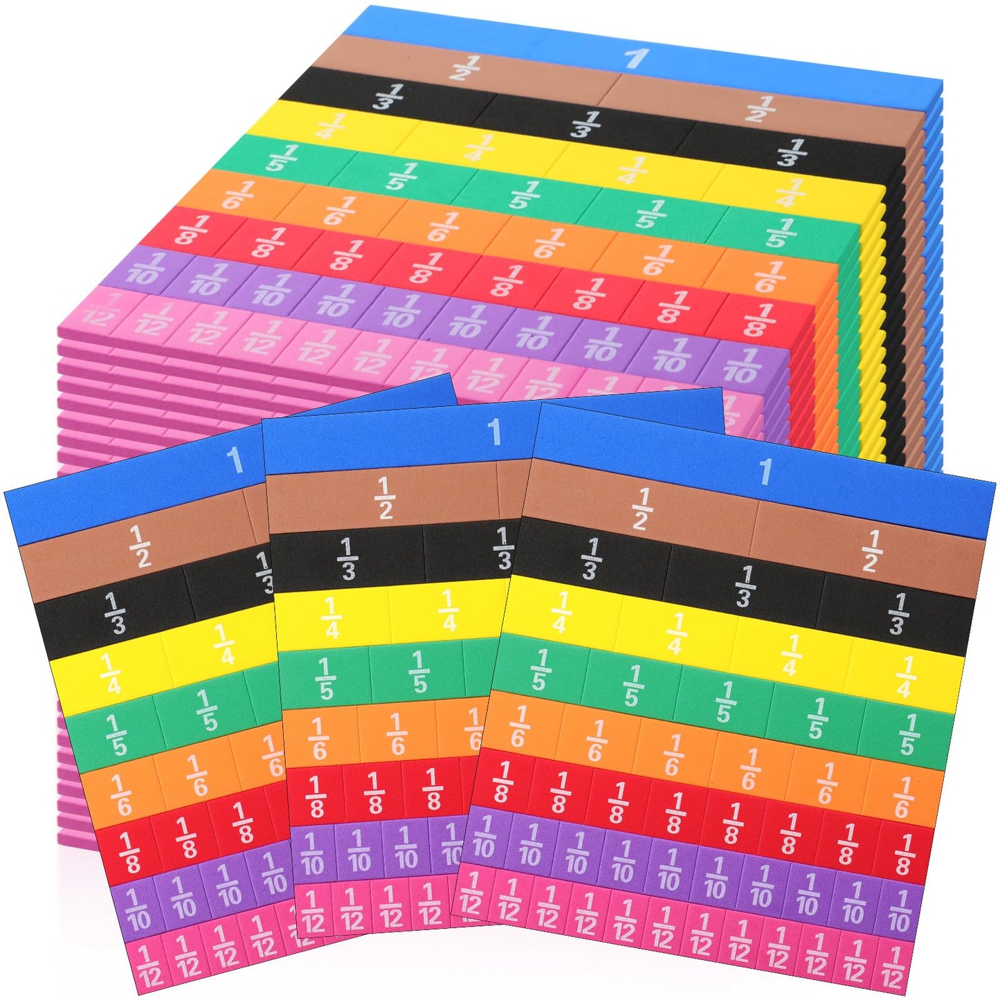 Sayglossy 36 Sets Fraction Tiles Set for Math Classroom Fractions Manipulatives Math Learning Manipulatives for Home School Supplies