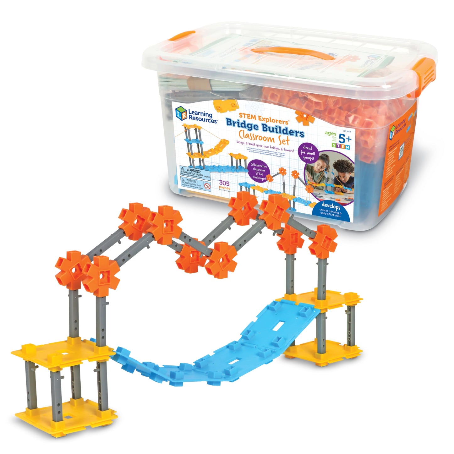 Learning Resources STEM Explorers Bridge Builders Classroom Set, 305 Pieces, STEM Projects for Students Ages 5+, Back to School and Teacher Supplies
