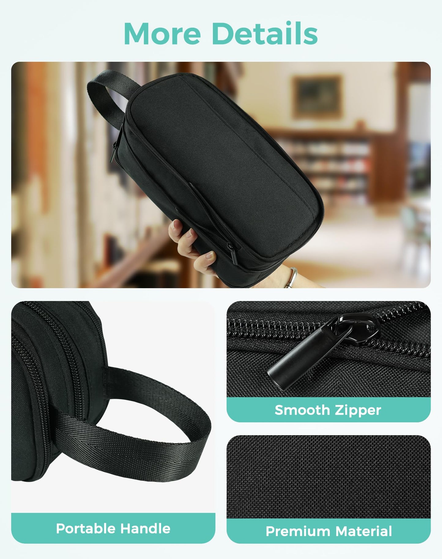 Fmeida Pencil Case Pouch Expandable - Extra Large Pencil Pouch Aesthetic Pencil Bag Office Stationery Organizer with Handle for Adult Men Women Back to School Supplies - Black