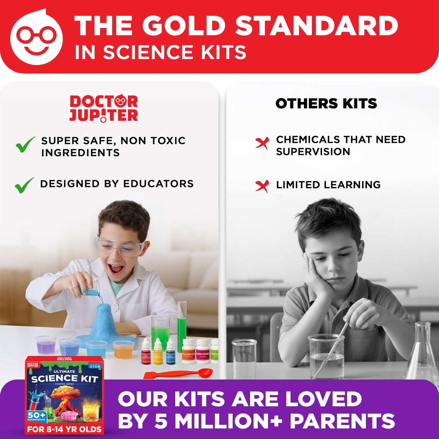 Doctor Jupiter Ultimate Science Kit, Chemistry Set for Kids Ages 8-10-12-14 | Birthday Gift Ideas for Boys & Girls 8,9,10+ Years Old | STEM Toy with 50+ Experiments | Learning & Educational Projects