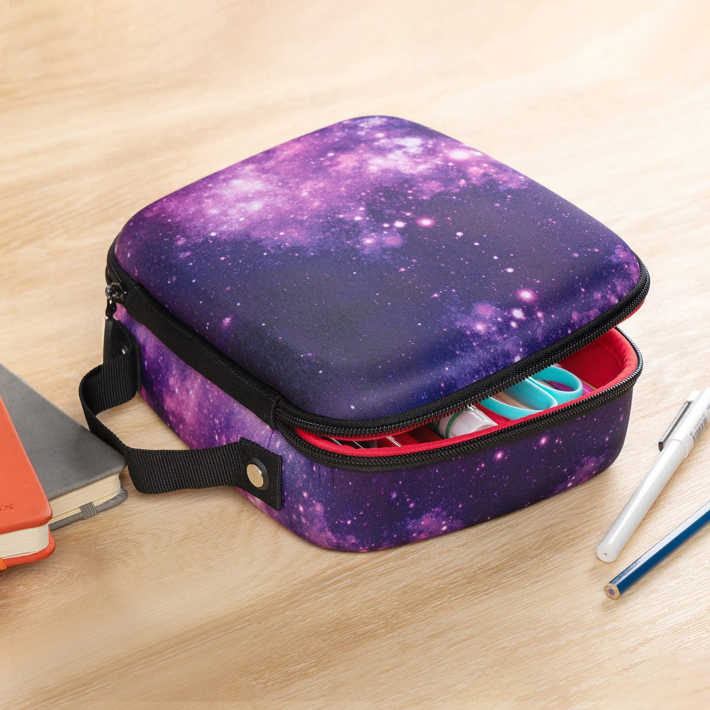 ZIPIT Jumbo Pencil Case for Girls, Cute Pencil Box for School, Large Capacity Stationery Organizer Box ,Purple Galaxy