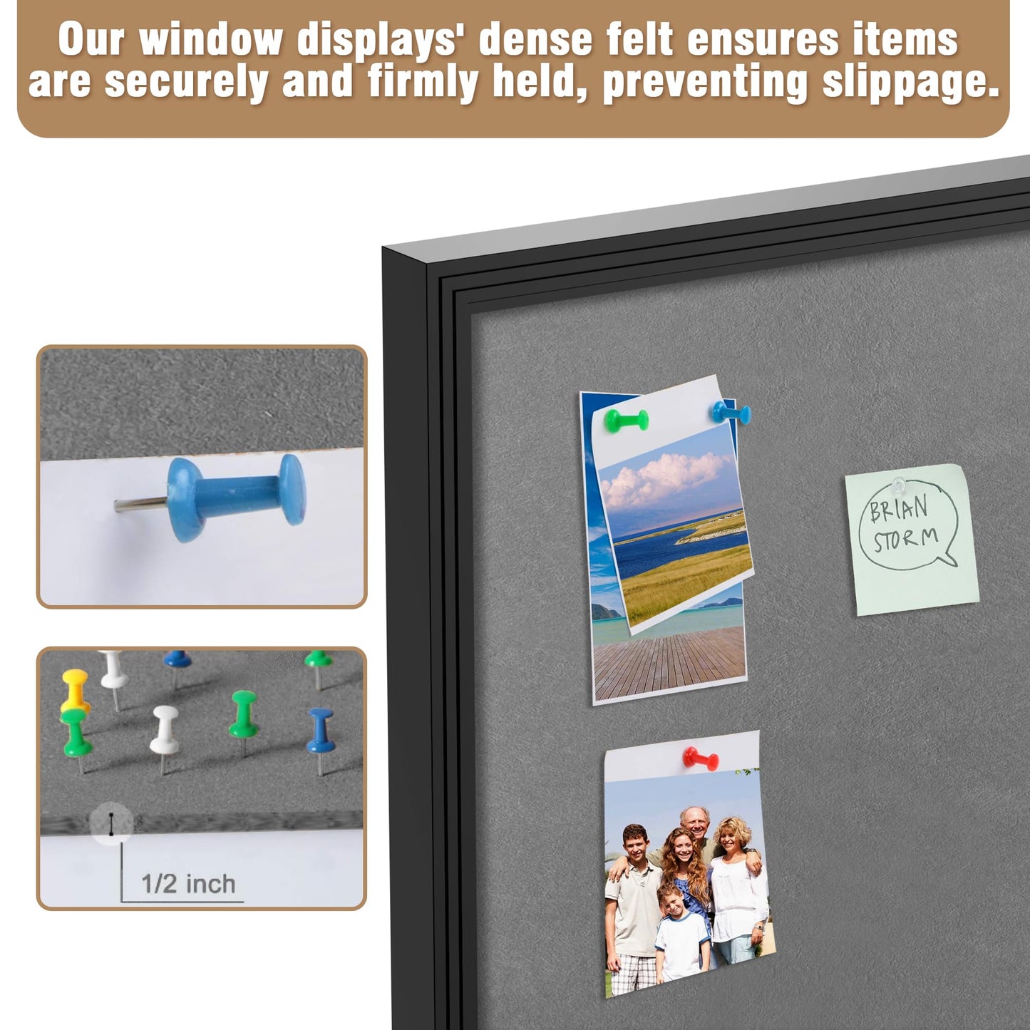 Mifuro 48"x34" Enclosed Bulletin Board, Outdoor Lockable Weather-Resistant Aluminum Cork Noticeboard for School & Office, Black Frame w/Grey Flet