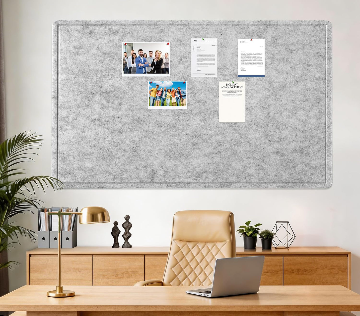 Large Bulletin Board, 72 X 48 inches Cork Board with 30 Pushpin, 6' x 4' Felt Cork Board Notice Pin Board, Self-Adhesive Vision Board Mood Board Foldable Photo Board for Wall - Silver Gray