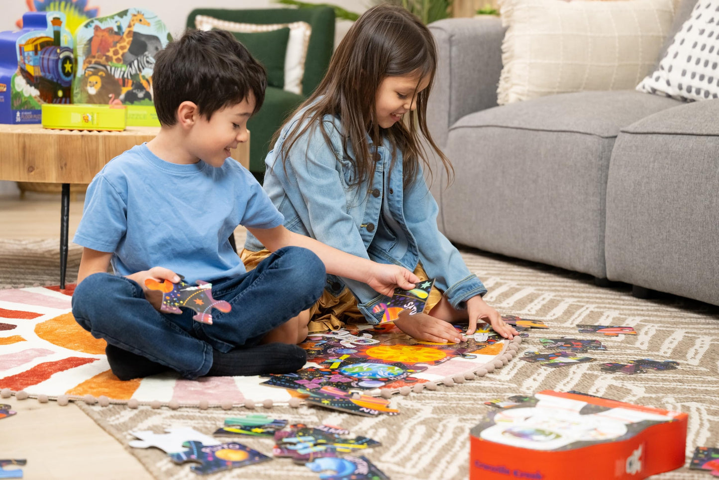 Crocodile Creek 36-Piece Jigsaw Floor Puzzle with Heavy-Duty Shaped Box for Storage, Large 20" x 16" Completed Size, Designed for Kids Ages 3 Years and up, Hanukkah Lights