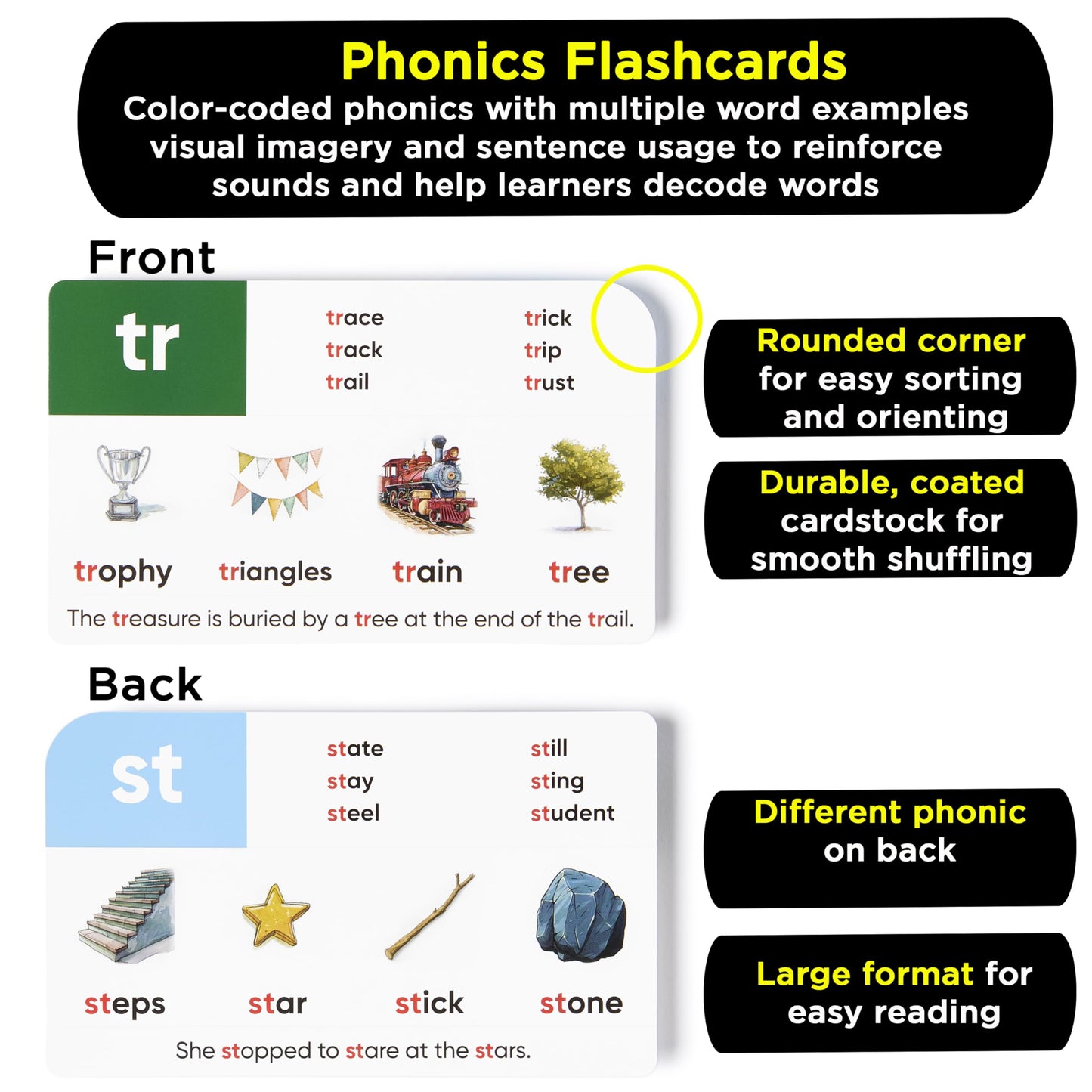 Award-Winning Phonics & Vocabulary Flash Cards (1000+ Words w/Prefixes, Suffixes & CVC) incl. Games & Visual Aids for Ages 4-8, Pre-K to 3rd Grade
