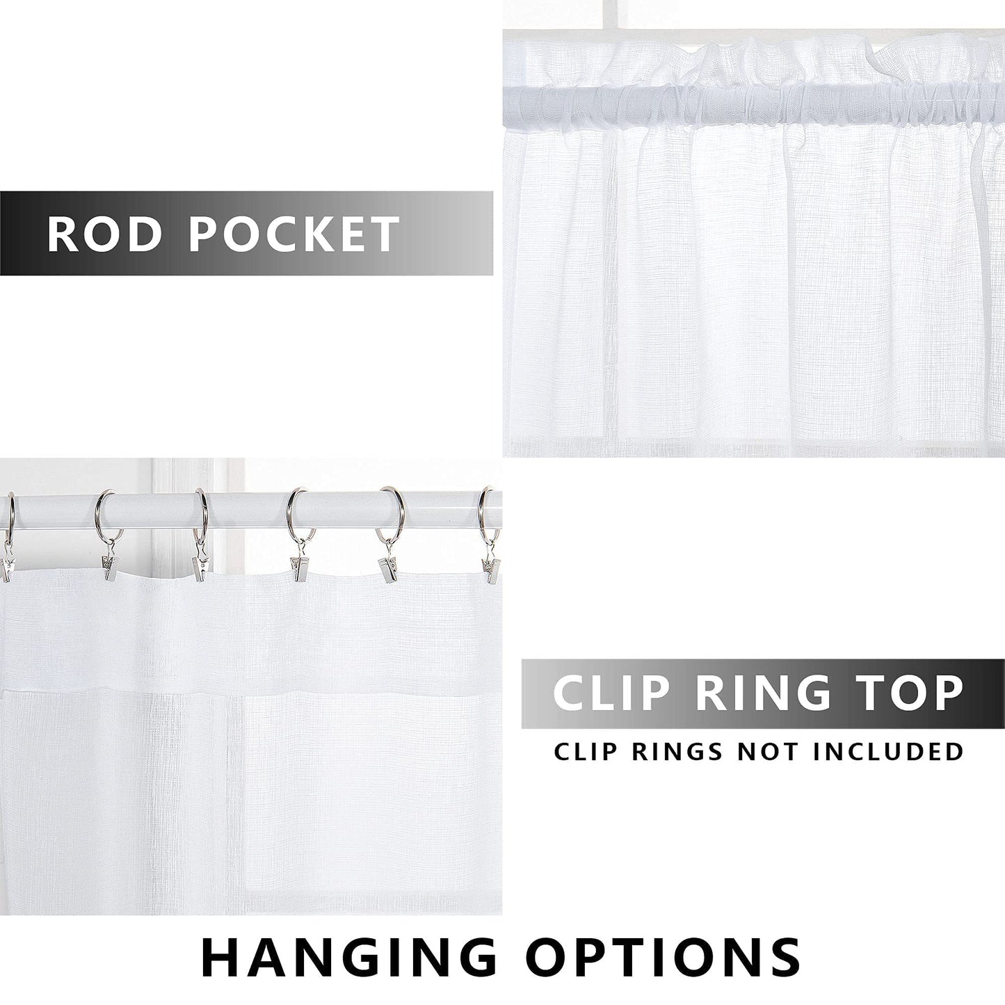 KOUFALL 108 Inch Long White Sheer Curtains,Rod Pocket Linen Look 9 FT High Ceiling Large Window Curtain Drapes 108 Inches Long 2 Panels