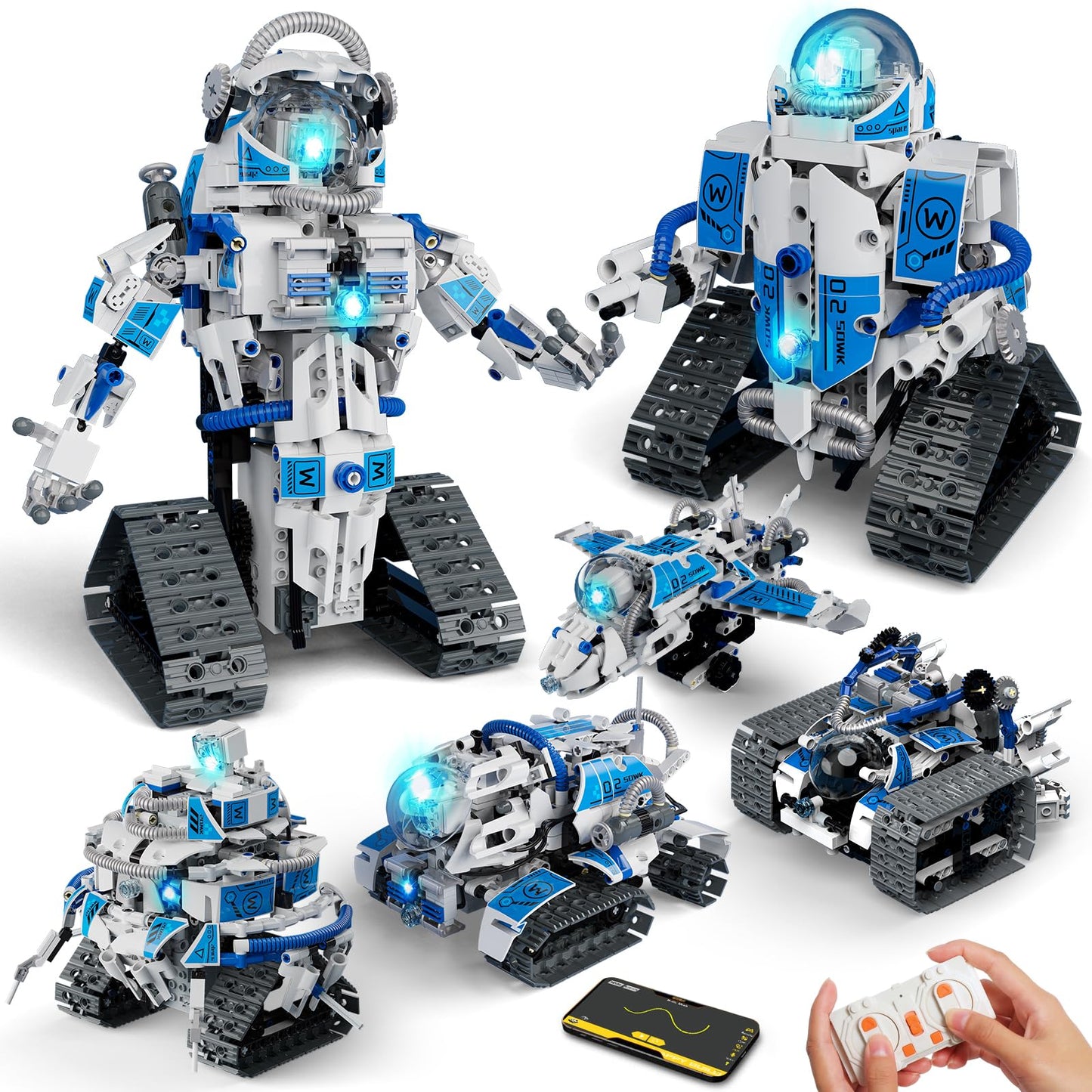 ACIKETO 6 in 1 STEM Robot Building Kit, 780 PCS APP & Remote Control Space Robot Toys for Kids Age 8-14+, Engineering Technic Coding Robotic Kit, Educational Science Set Birthday Gift for Boys Girls