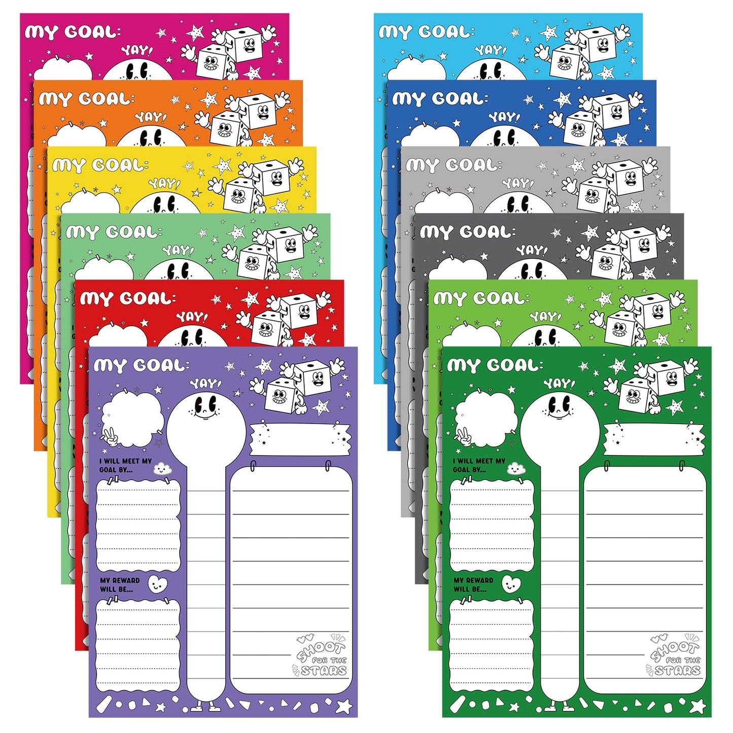 Didaey 12 Pcs Fundraising Thermometer Chart Goal Tracker Stickers 16 x 22 Inch Goal Setting Stickers Goals Board Self-Adhesive Thermometer Sticker for Wall Home Classrooms Supplies