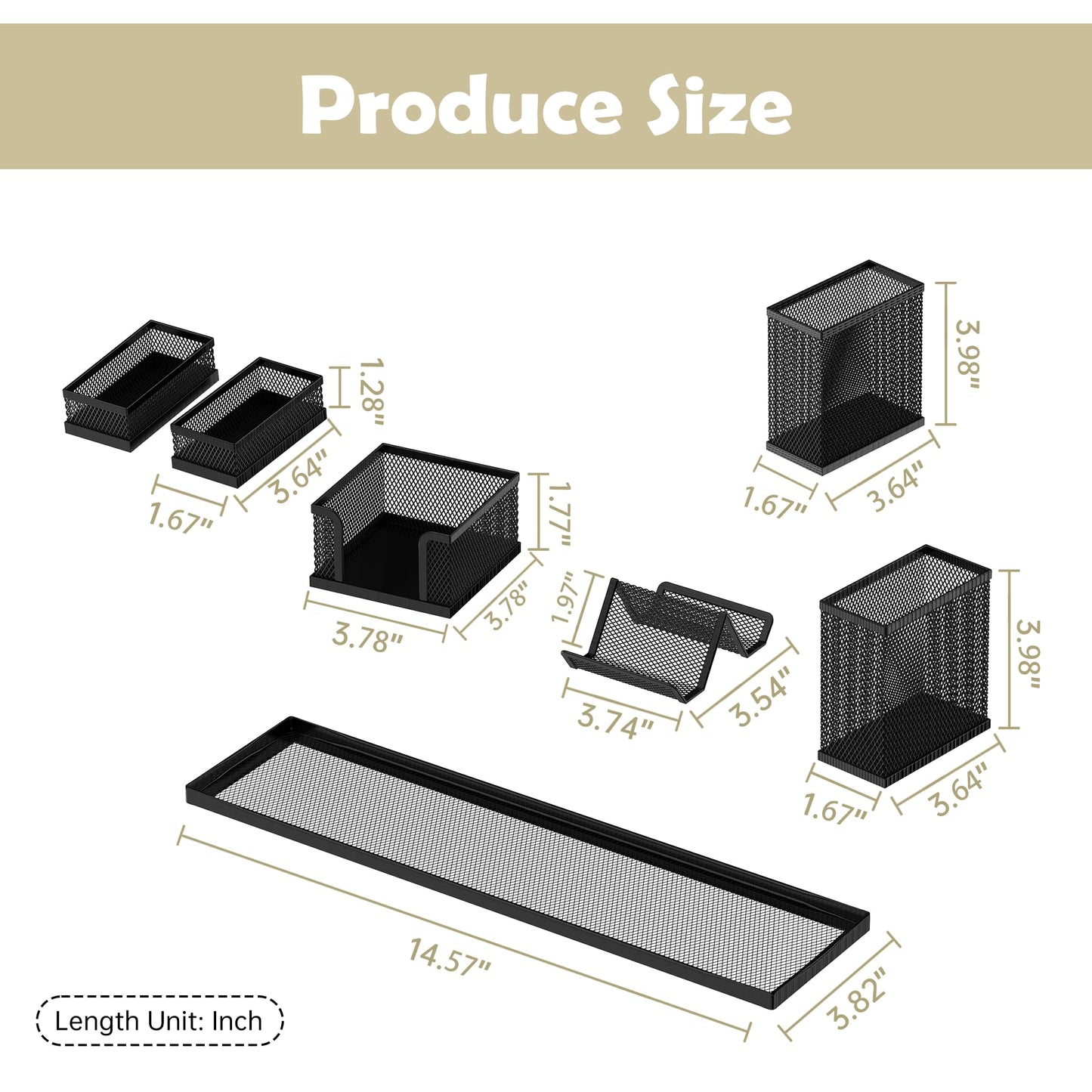 SUPEASY Pen Holder for Desk, 6 Piece Mesh Desk Organizer Set for Office Organization with Phone Holder, Sticky Notes Caddy Storage for Classroom, School (Black)