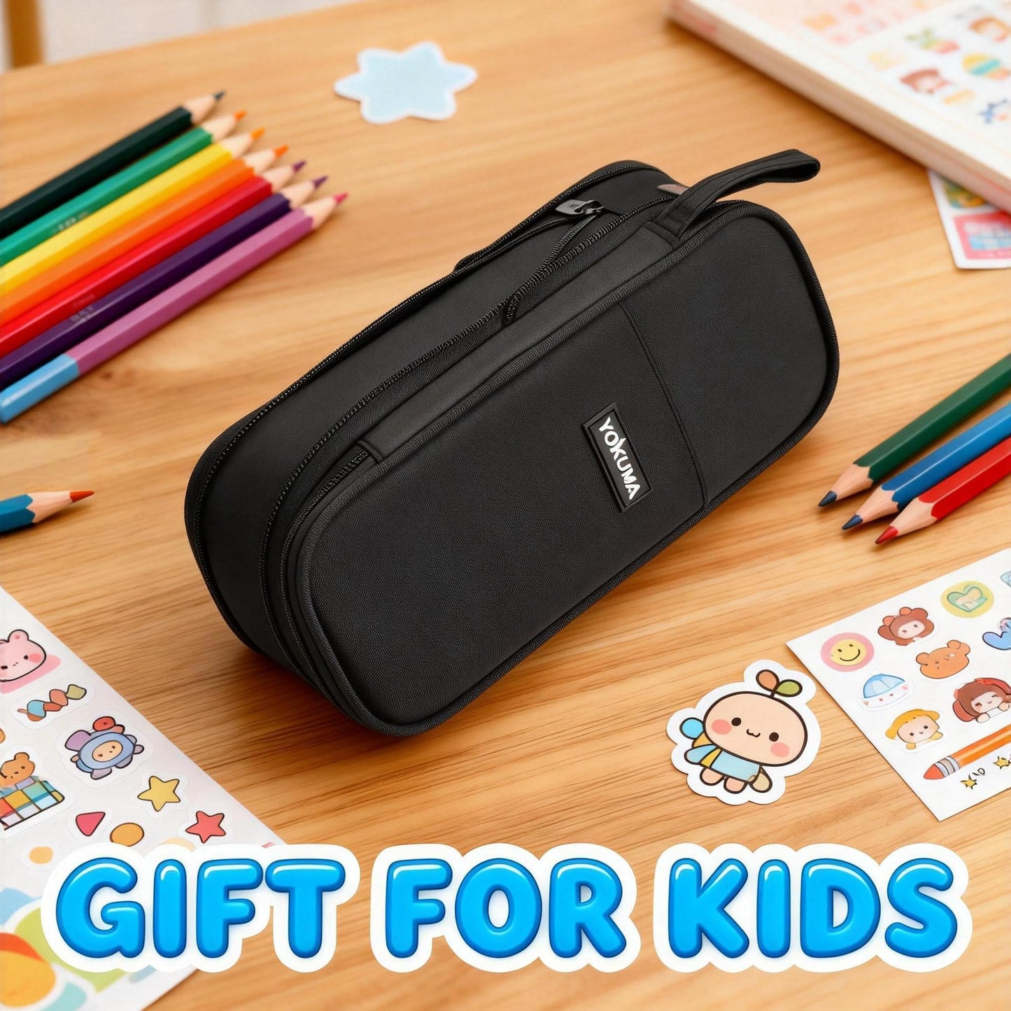 YOKUMA Pencil Case Pencil Pouch for Boys Big Capacity Pen Bag Box, Aesthetic College School Supplies for Student Teen Adults Preppy,Black