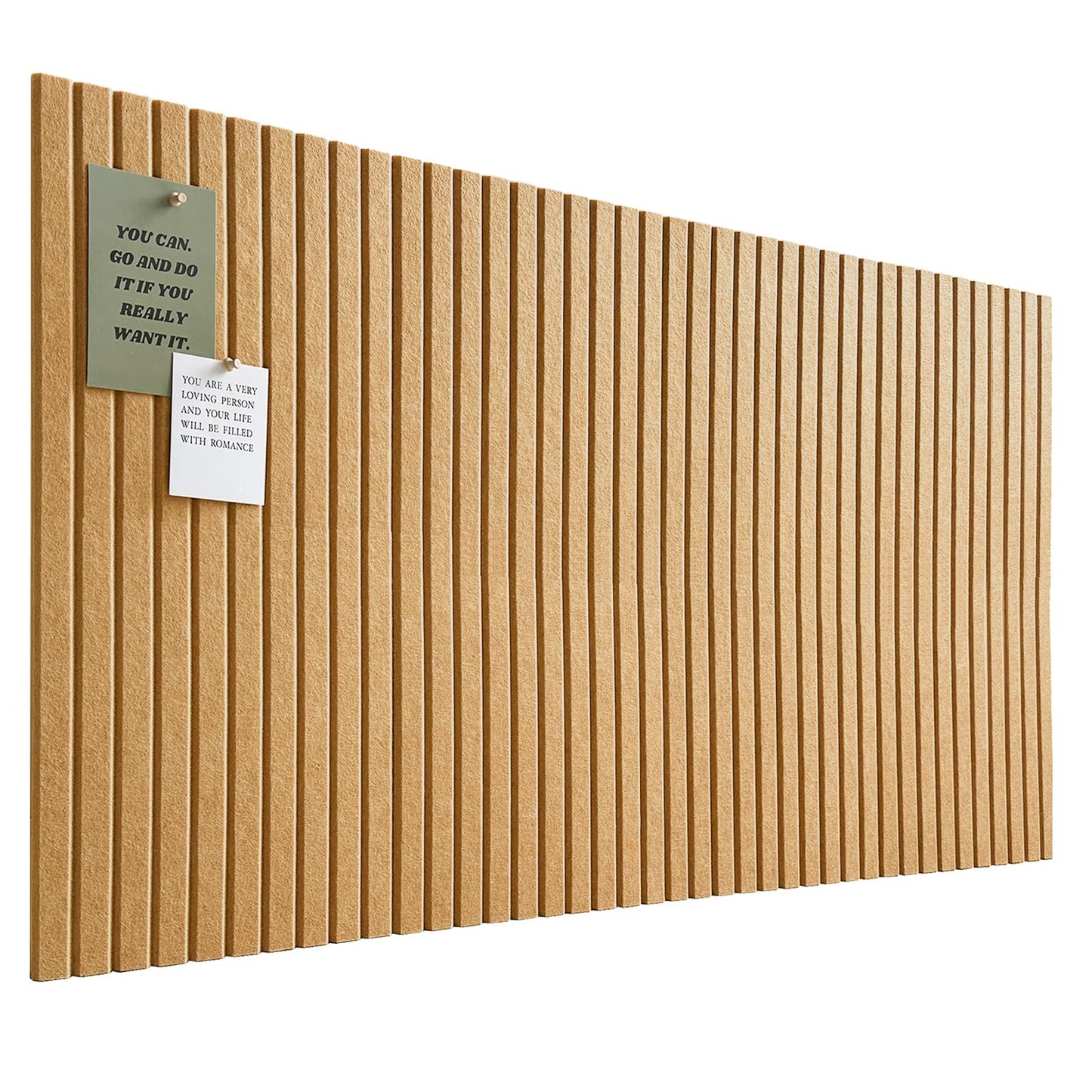Large Cork Board for Office, 8 Pack Felt Wall Tiles with Slat Wall Paneling and Safe Removable Adhesive Tabs, Felt Bulletin Board Pin Board Cork Boards for Walls - Mustard