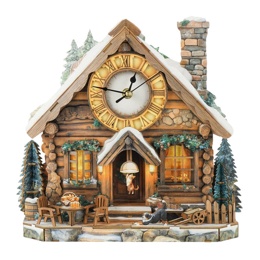 Rnfinewow 3D Wooden Puzzles for Adults, 3D Puzzle Swiss Snow House Clock Kit (with Pendulum), 3D Puzzles for Adults Home Decor DIY Clock Puzzle Gifts for Women Men