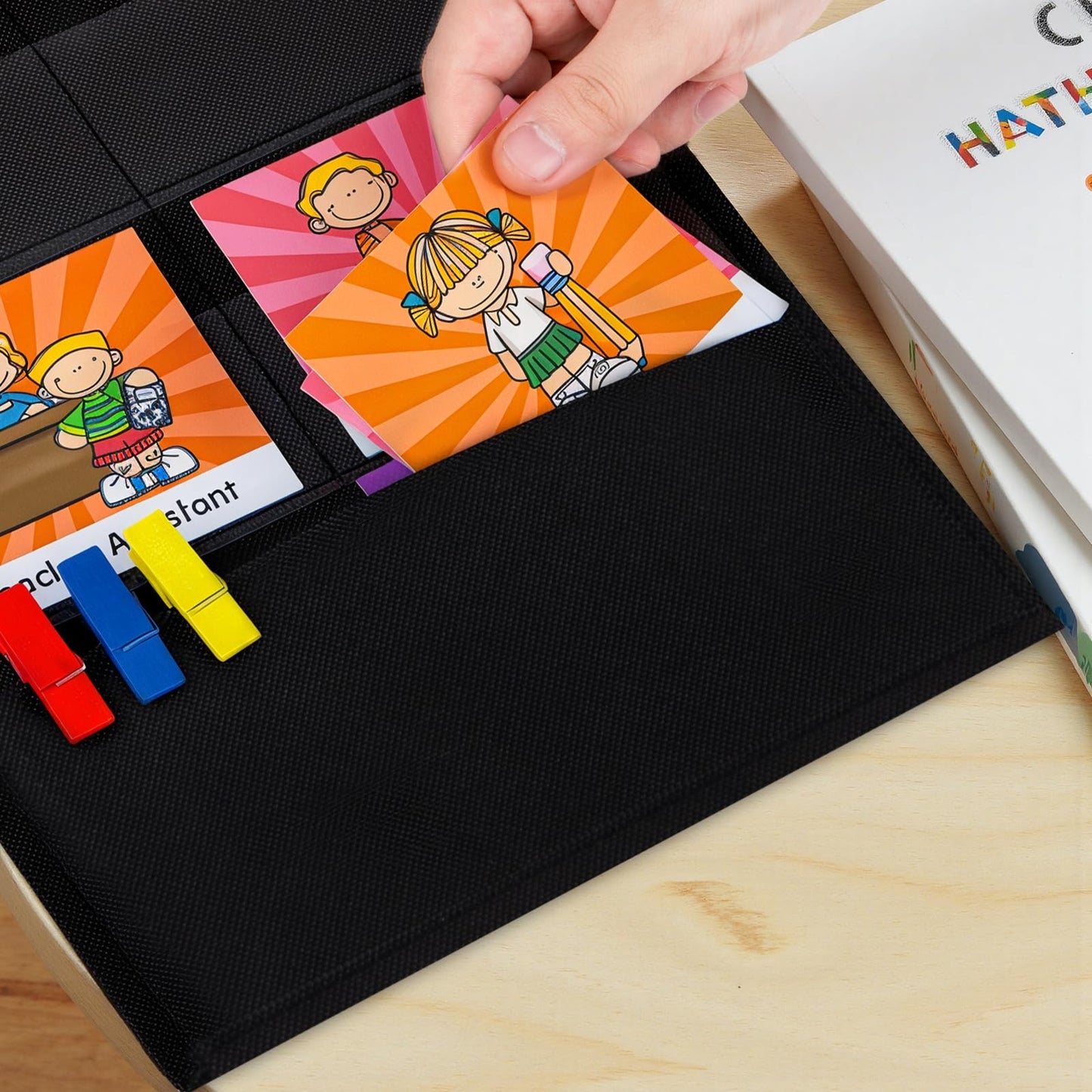 Jobs Pocket Chart with 47 Cards for Classroom, Class Management Helpers Black Chart for Preschool Elementary Homeschool, Teachers Must Haves Educational Supplies for Students