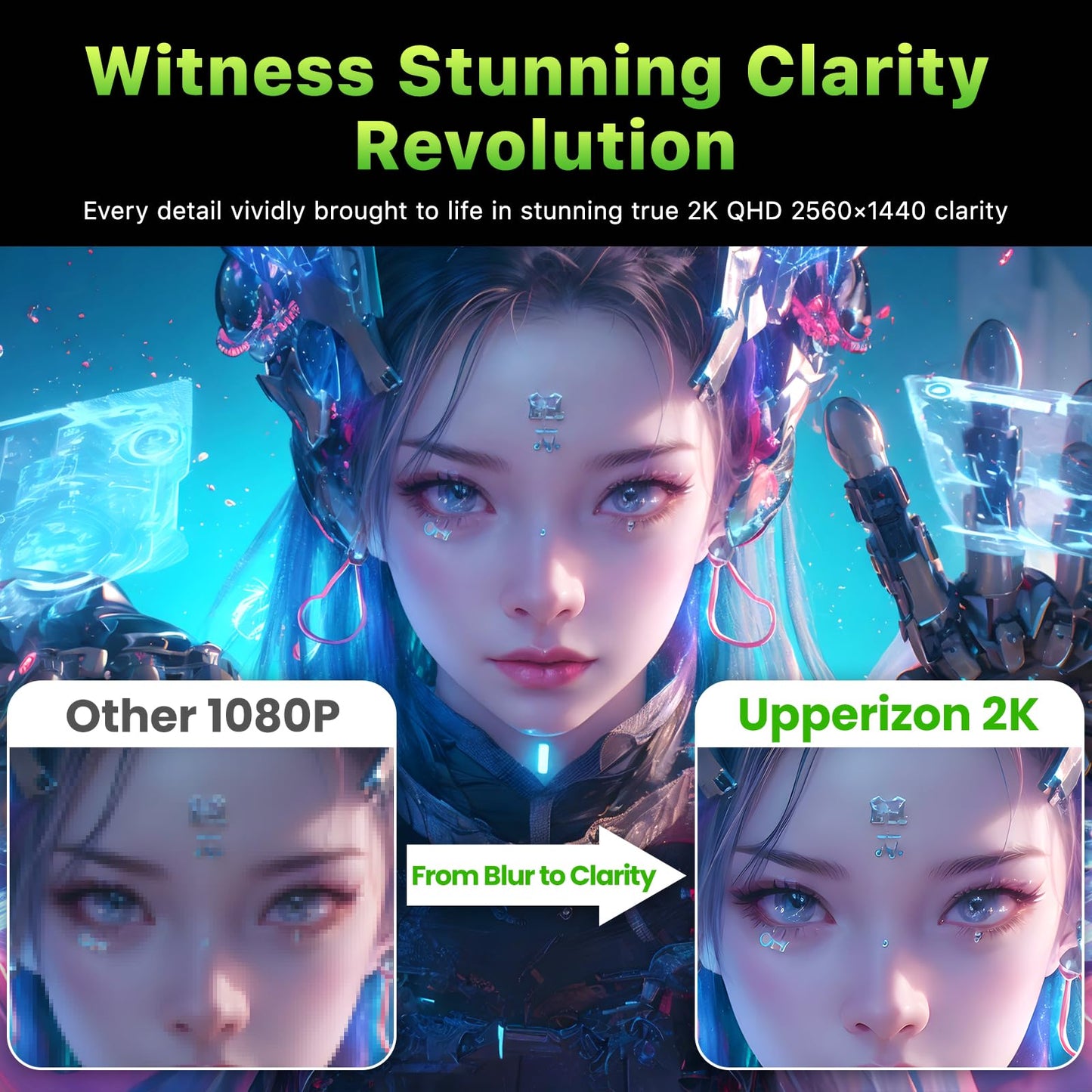 Upperizon Portable Monitor 18.5 inch 2K QHD 120% sRGB 120Hz IPS HDR HDMI USB-C Travel Monitor for Laptop MacBook PC Surface PS5 Xbox, Large External Display with Kickstand & Speakers, VESA Compatible
