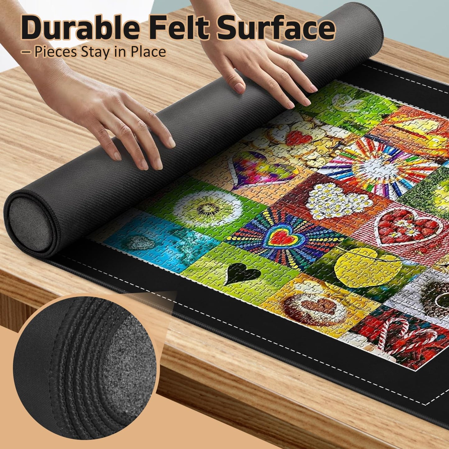 Callkroon 1500 Rubber Puzzle Mat – Create, Sort & Store with a Smooth Black Non-Slip Surface and 4 Trays for Endless Puzzle Fun