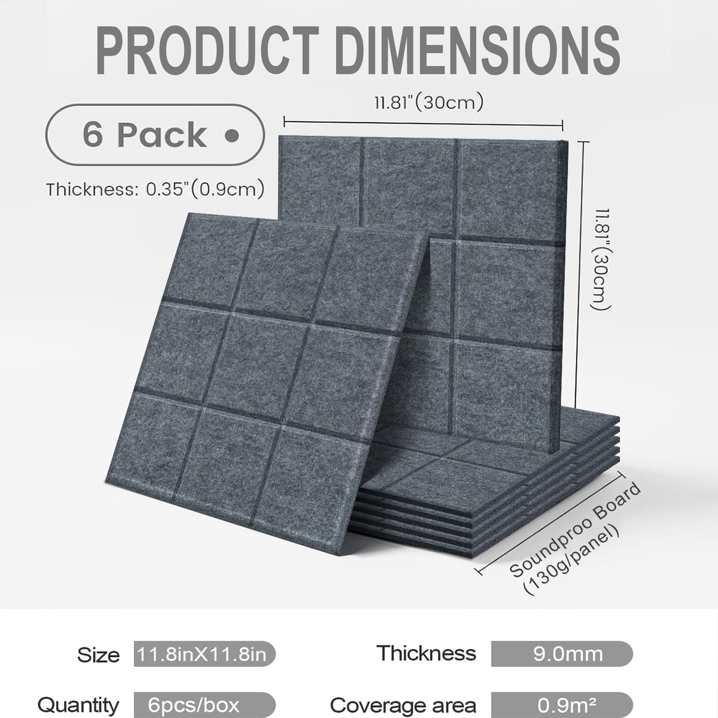 Chejiaye Vision Board for Photo&Pictures,Felt Message Wall Panel 6Pcs11.8"x11.8"Self-Adhesive,Removable Cork Board Bulletion&Poster Board for Office Classroom Decor Hanging File Folders,Dark Gray