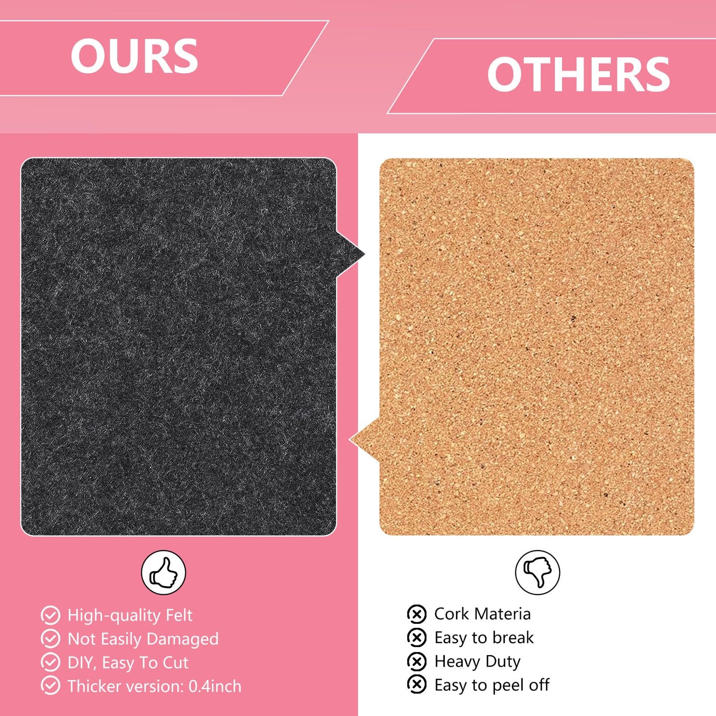 8 Packs Pink Hexagon Felt Pin Board, 12" Bulletin Board with 30 Push Pins, Felt Board for Home Kitchen Office Decor, Self-Adhesive Corkboard Tiles for Walls School Message Photos Memos