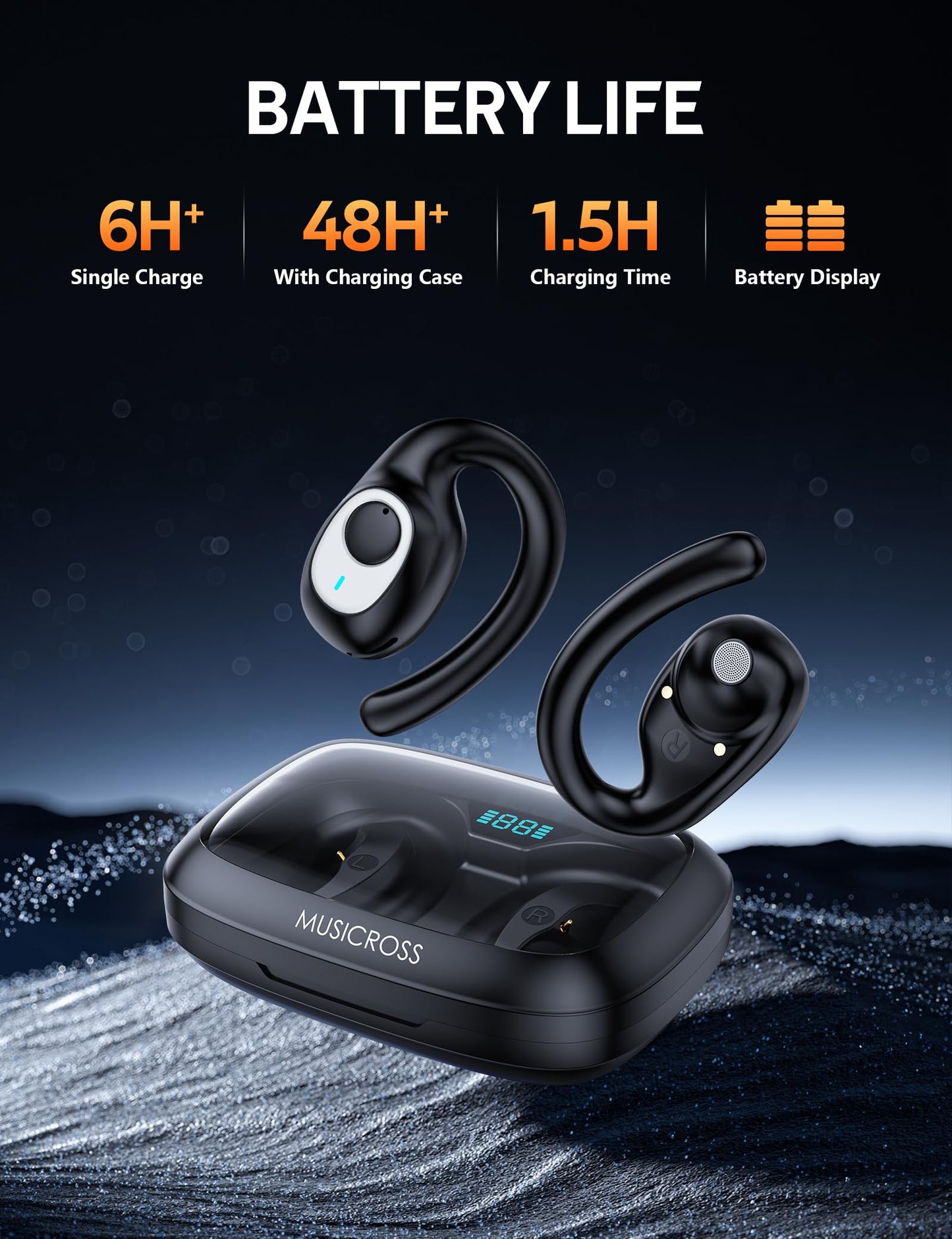 MUSICROSS Ai Translation Earbuds Real Time 144 Language Translator Earbuds Audifonos Traductores Inglés Español 4 in 1 Translator Device with 9 Working Modes for Travel Business Learning Black