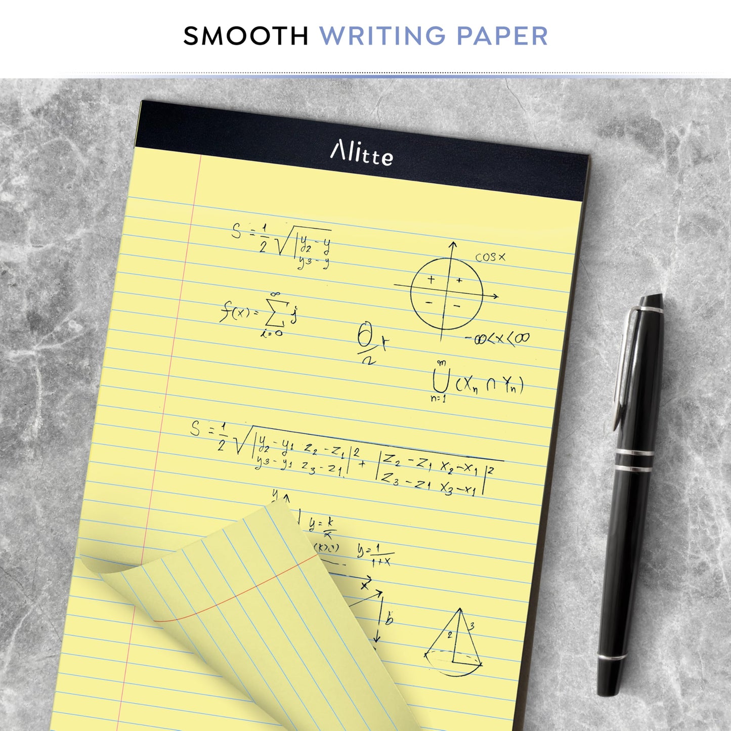 Alitte Yellow Legal Notepads 8.5 x 11, Pack of 3 - Perforated Wide Ruled Writing Pad - Premium Thick Paper, No Ink Bleeding - Blank Legal Pads For Home, Office, School, Business - 50 Sheets Per