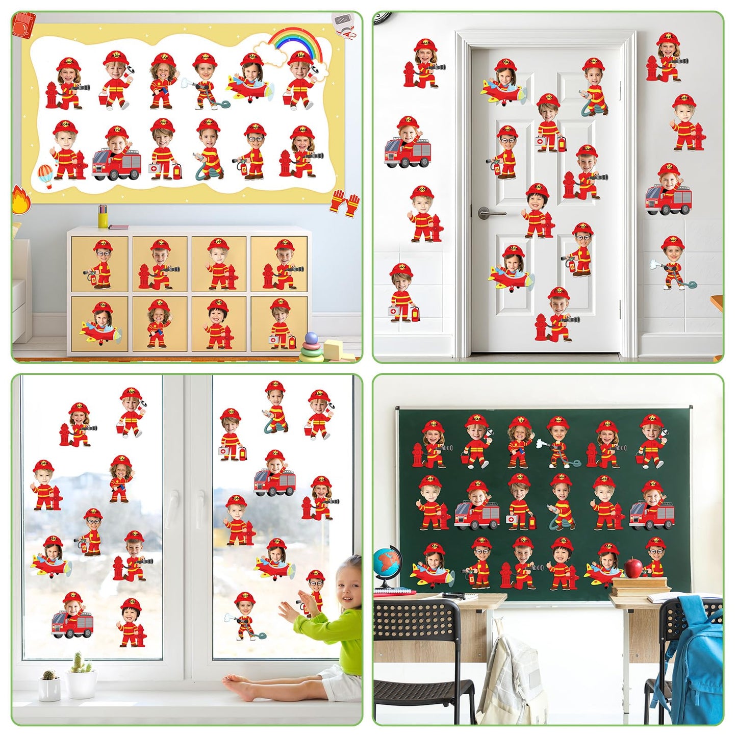 60pcs Firefighter Cutouts Fire Truck Bulletin Board Decorations Fireman Theme Paper Cut-Outs Classroom Decorations for Boy Girl Classroom DIY Craft Photo Kindergarten Preschool Wall Door Supplies