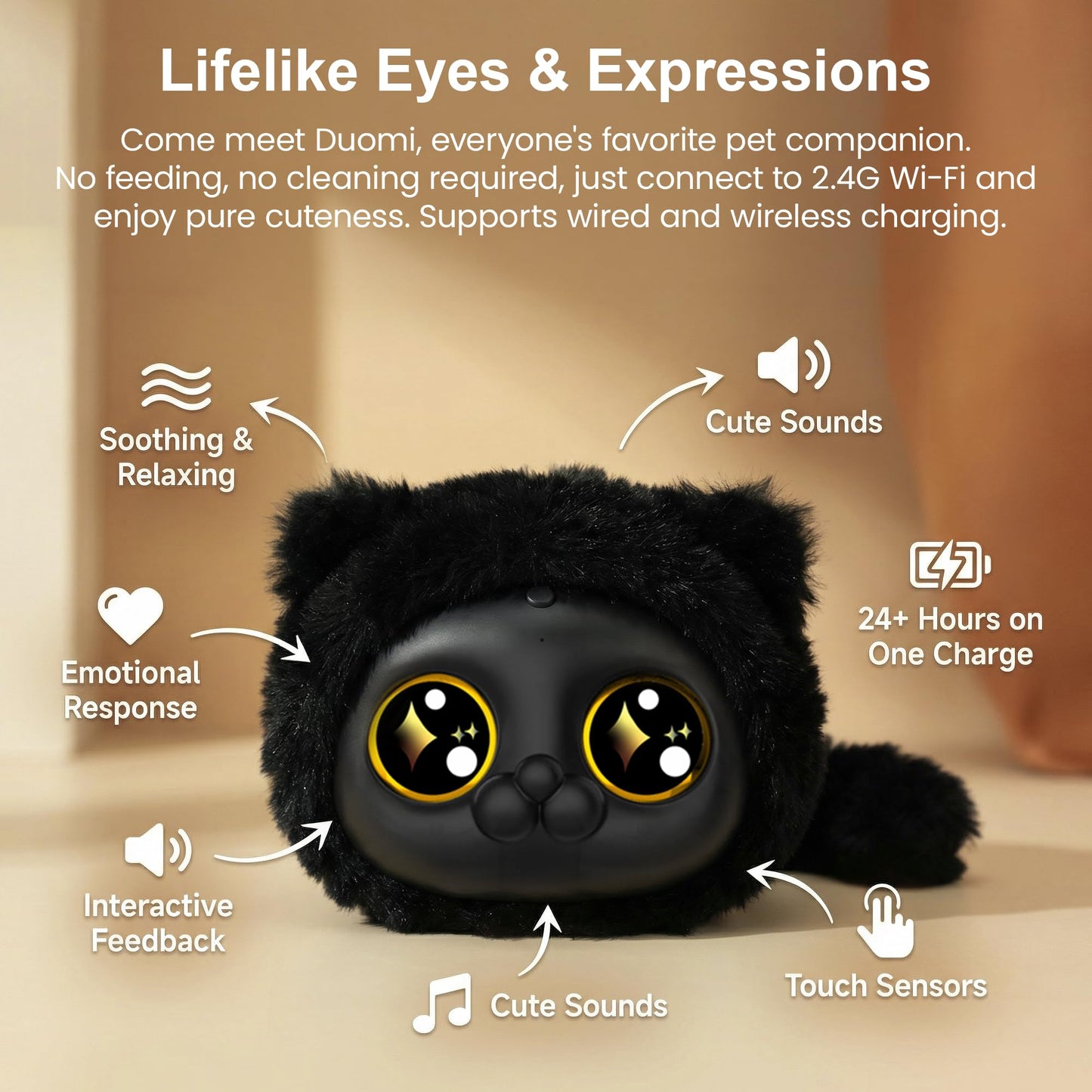 VLGOEM AI Talking Interactive Plush Toy, Smart Voice Responsive Robotic, Intelligent Learning Companion with Emotional Interaction, Educational Playmate for 14+Teens, and Seniors, Ideal （White）