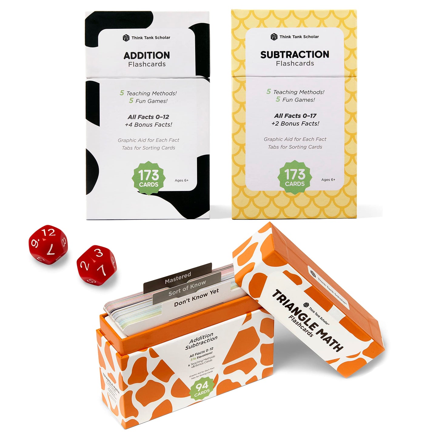 Ultimate Addition & Subtraction Math Mastery Flash Cards Bundle: 722 Equations (All Facts 0-12) for Engaging K-3rd Grade Learning - Fact Family & Single-Fact Cards, Color-Coded, Graphic Illustrations
