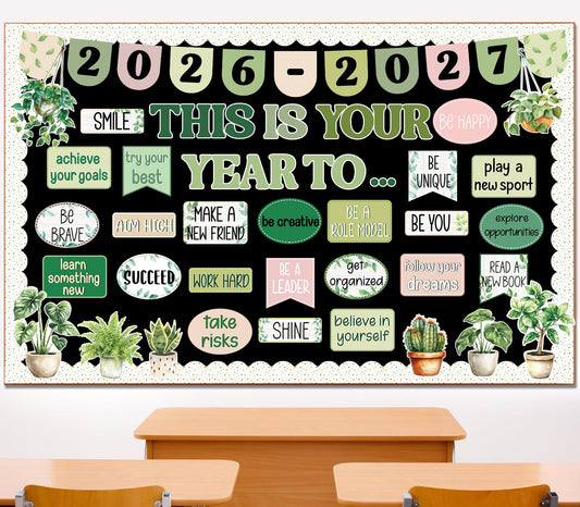 This is Your Year Bulletin Board Decorations Welcome Back to School Bulletin Board Sets Inspirational Poster Positive Affirmations Wall Decor for Teacher School Office Chalkboard Wall Door Decor